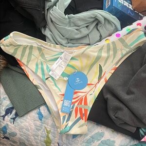 Cupshe Leaf Print Bikini Bottom with Green and Orange